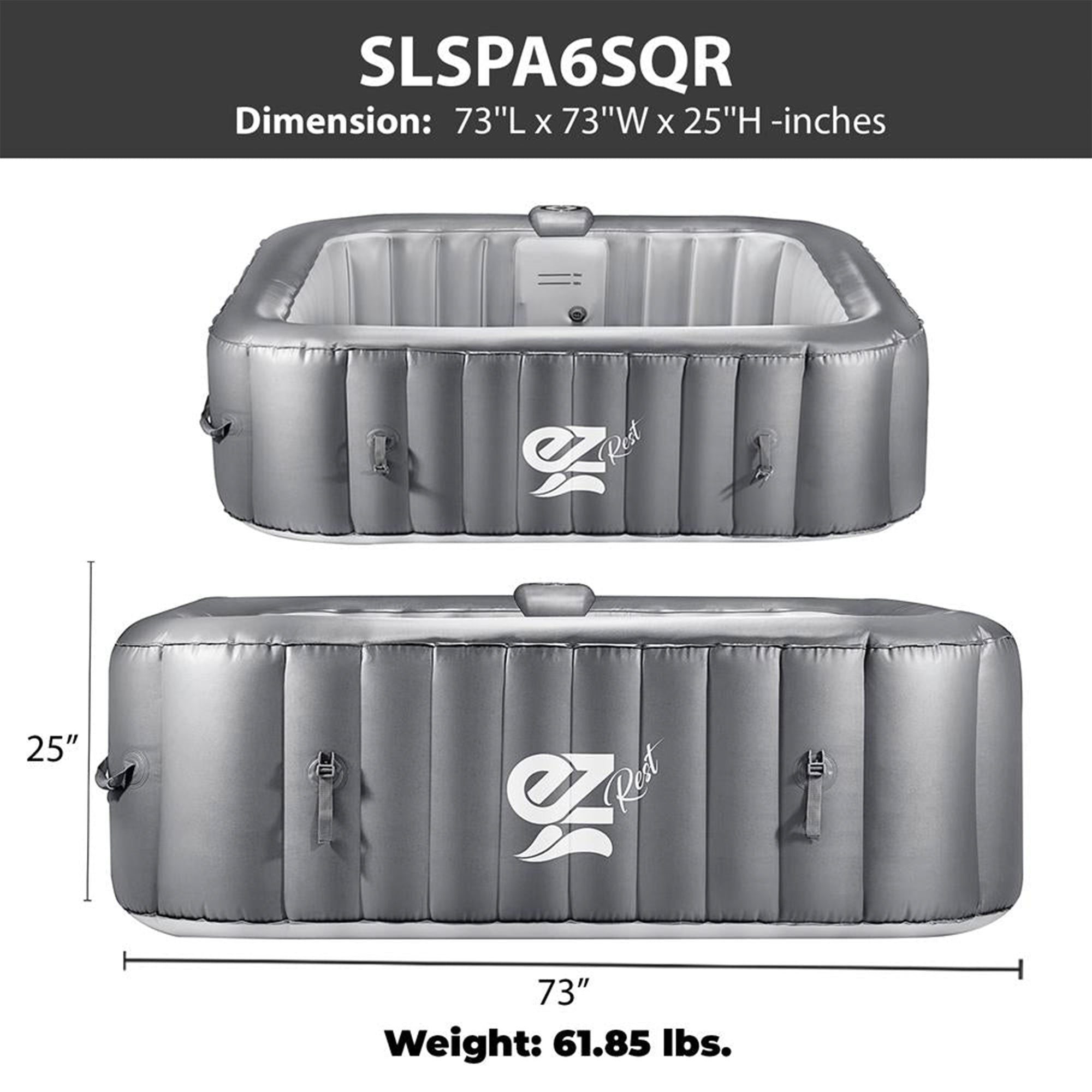 SereneLife Outdoor Portable 6 Person Inflatable Square Hot Tub with Bubble Jets - VMInnovations