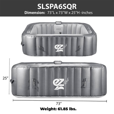SereneLife Outdoor Portable 6 Person Inflatable Square Hot Tub with Bubble Jets - VMInnovations