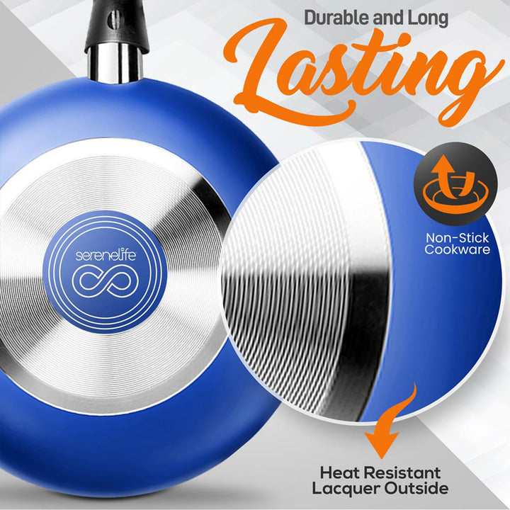 SereneLife 11 Pc Pots & Pans Non Stick Chef Kitchenware Cookware Set (Open Box) - VMInnovations