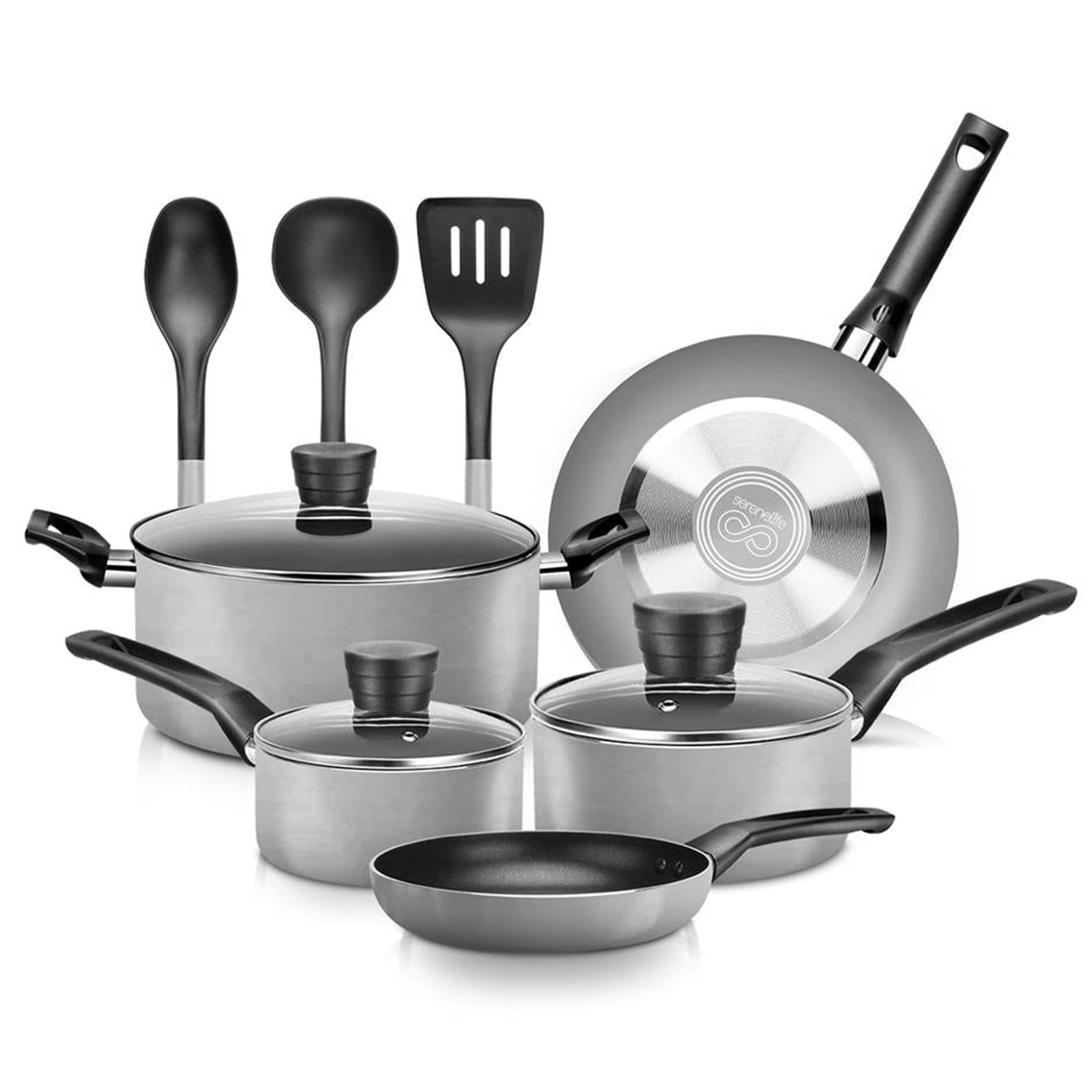 SereneLife 11 Pc Pots & Pans Non Stick Chef Kitchenware Cookware Set (Open Box) - VMInnovations