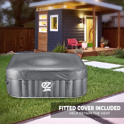 SereneLife Outdoor Portable 4 Person Inflatable Square Hot Tub with Bubble Jets - VMInnovations