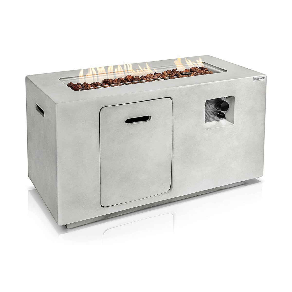 SereneLife Concrete Outdoor 50,000 BTU Propane Gas Ignition Patio Fire Pit Table