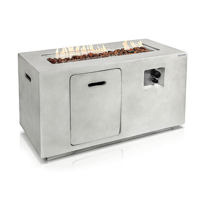 SereneLife Concrete Outdoor 50,000 BTU Propane Gas Ignition Patio Fire Pit Table