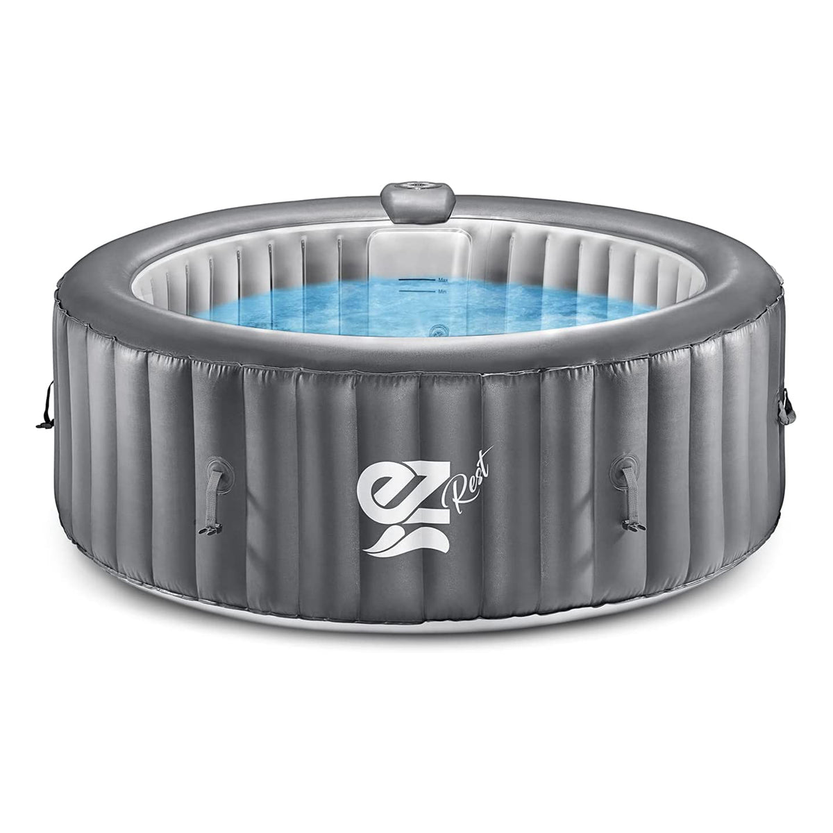 SereneLife Outdoor Portable 6 Person Inflatable Round Hot Tub Spa w/ Bubble Jets