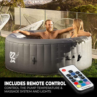 SereneLife Outdoor Portable 6 Person Inflatable Round Hot Tub Spa w/ Bubble Jets