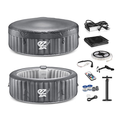 SereneLife Outdoor Portable 6 Person Inflatable Round Hot Tub Spa w/ Bubble Jets