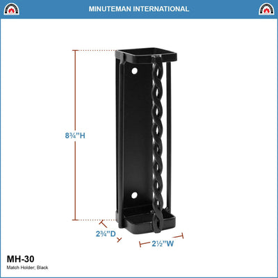 Minuteman International 9 In Iron Twisted Rope Fireplace Match Holder, Graphite
