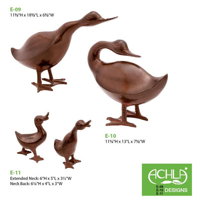 Achla Designs 11.5 Inch Backward Glance Bye Duck Outdoor Garden Statue, Bronze