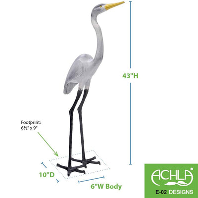 Achla Designs Egret Animal Bird Outdoor Lawn Décor Garden Figurine Statue, White