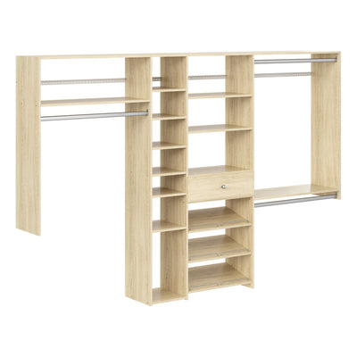 Easy Track Shoe Storage Closet Shelf and Drawer Organizer System, Honey Blonde