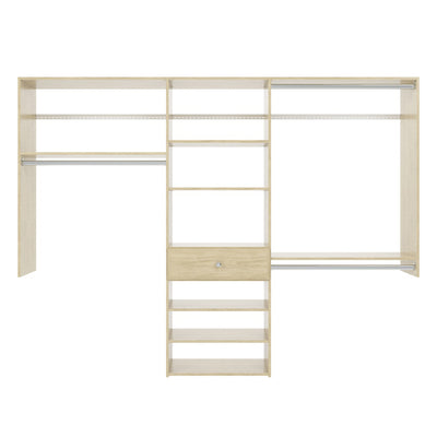 Easy Track 8 Foot Perfect Fit Reach In Bedroom Closet Storage Kit, Honey Blonde
