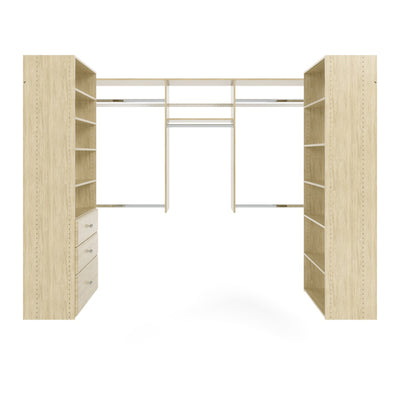 Easy Track U Shaped Walk In Closet Storage System Organizer Kit, Honey Blonde