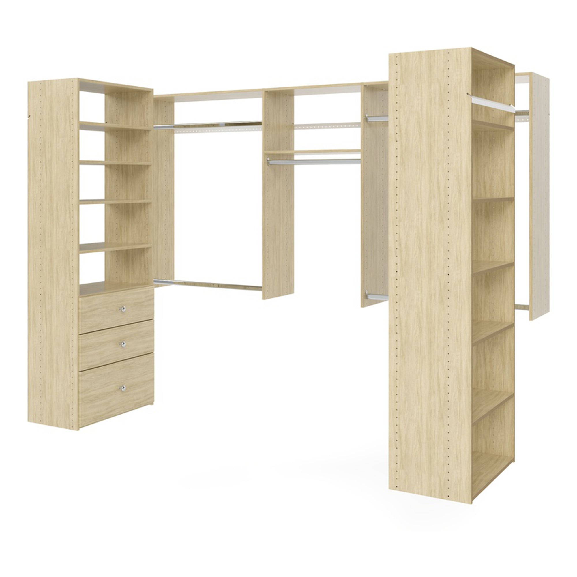Easy Track U Shaped Walk In Closet Storage System Organizer Kit, Honey Blonde