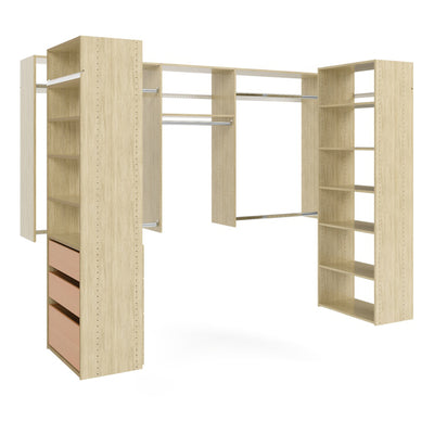 Easy Track U Shaped Walk In Closet Storage System Organizer Kit, Honey Blonde