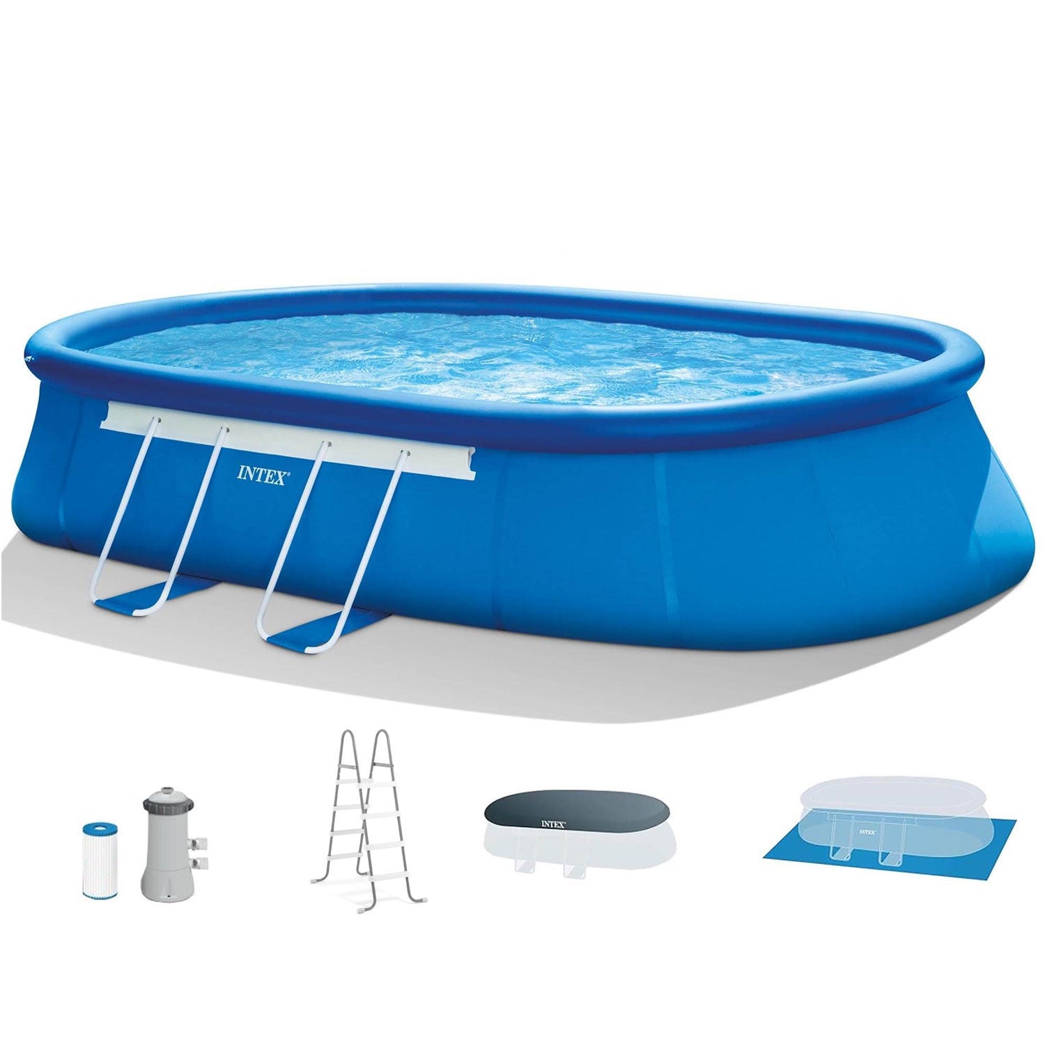 INTEX 20' x 12' x 48" Oval Frame Swimming Pool Set & 1500 GPH Pump - Open Box
