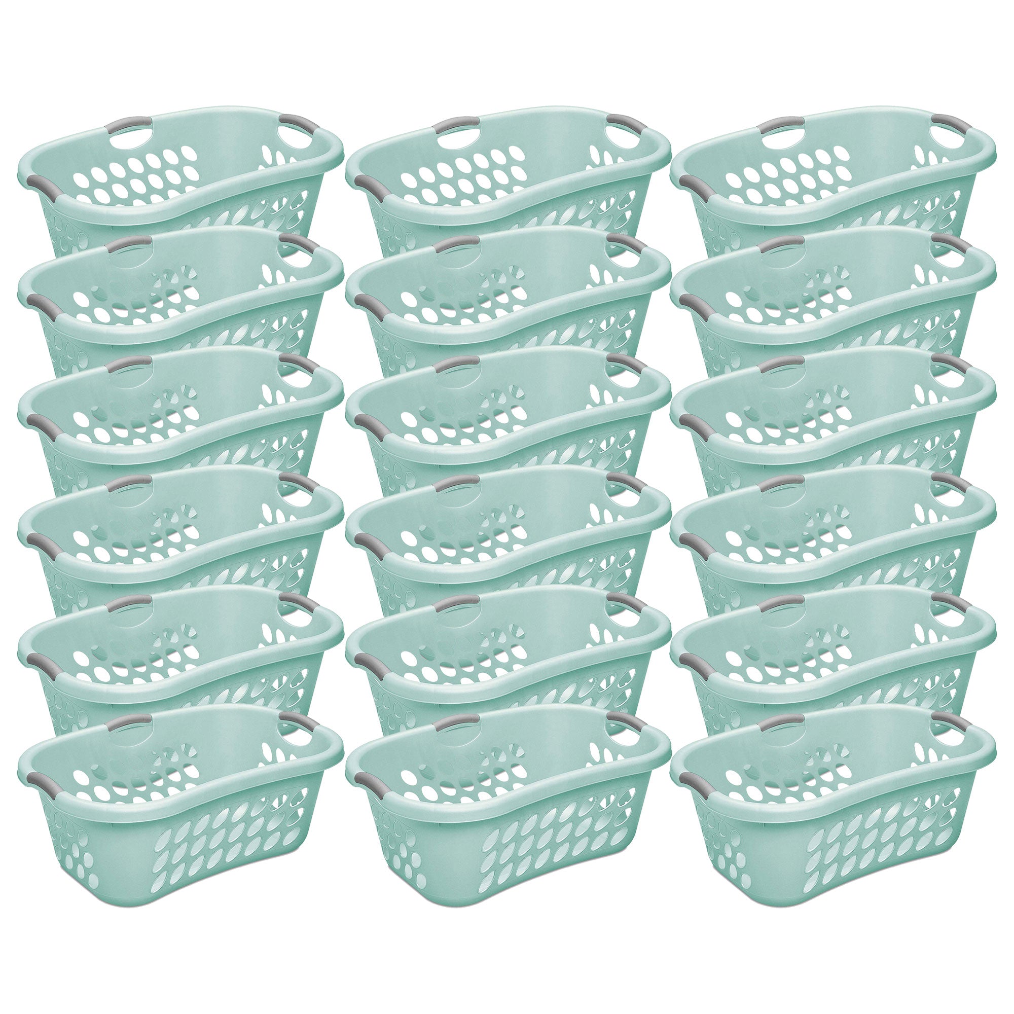 Sterilite Ultra HipHold 1.25 Bushel Plastic Stackable Laundry Basket (18 Pack)
