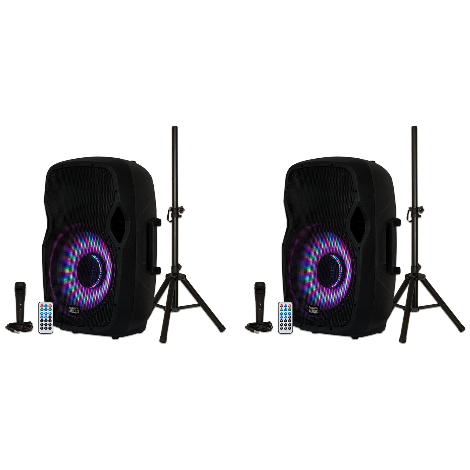 Acoustic Audio by Goldwood 15 Inch 1000W Bluetooth LED Speaker System (2 Pack) - VMInnovations