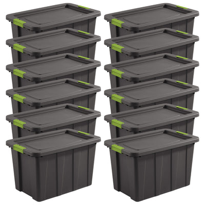 Sterilite Tuff1 Latching 30 Gallon Storage Tote Container with Lid (12 Pack)