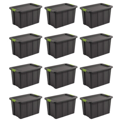 Sterilite Tuff1 Latching 30 Gallon Storage Tote Container with Lid (12 Pack)