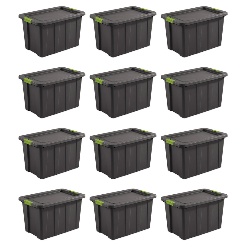 Sterilite Tuff1 Latching 30 Gallon Storage Tote Container with Lid (12 Pack)