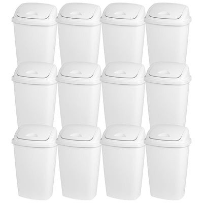Sterilite 13.2 Gallon Plastic Home/Office SwingTop Trash Can, White (12 Pack)