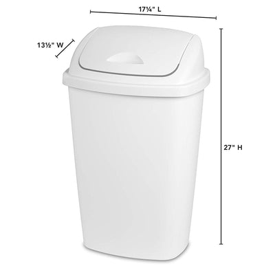 Sterilite 13.2 Gallon Plastic Home/Office SwingTop Trash Can, White (12 Pack)