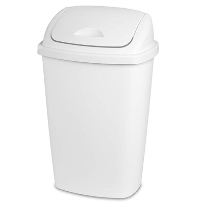 Sterilite 13.2 Gallon Plastic Home/Office SwingTop Trash Can, White (16 Pack)