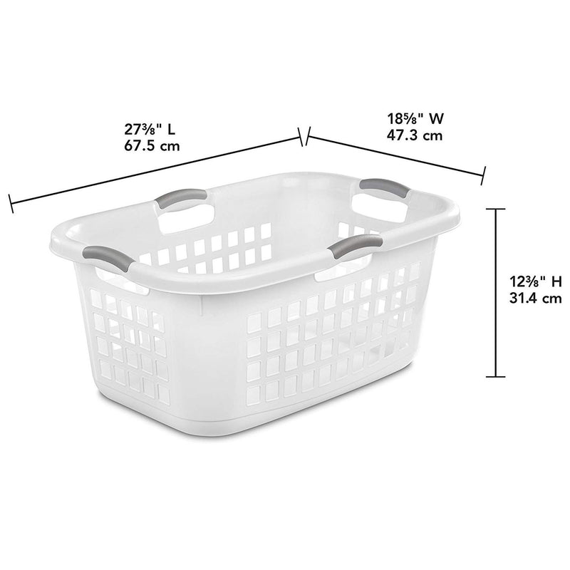 Sterilite Ultra 2 Bushel Plastic Stackable Laundry Basket Bin, White (12 Pack)