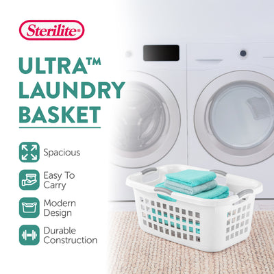 Sterilite Ultra 2 Bushel Plastic Stackable Laundry Basket Bin, White (12 Pack) - VMInnovations