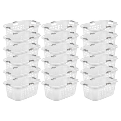 Sterilite Ultra 2 Bushel Plastic Stackable Laundry Basket Bin, White (18 Pack)
