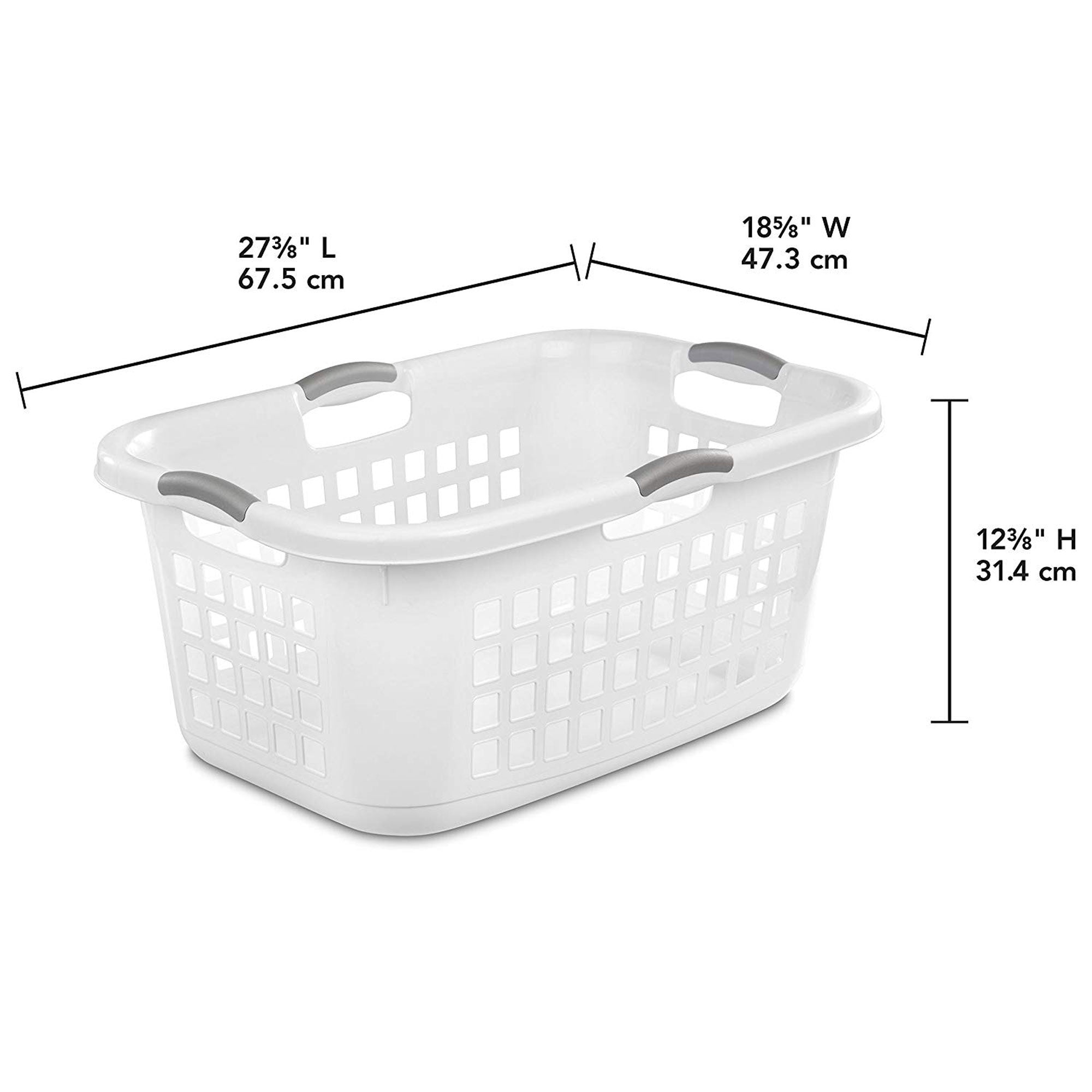 Sterilite Ultra 2 Bushel Plastic Stackable Laundry Basket Bin, White (18 Pack)