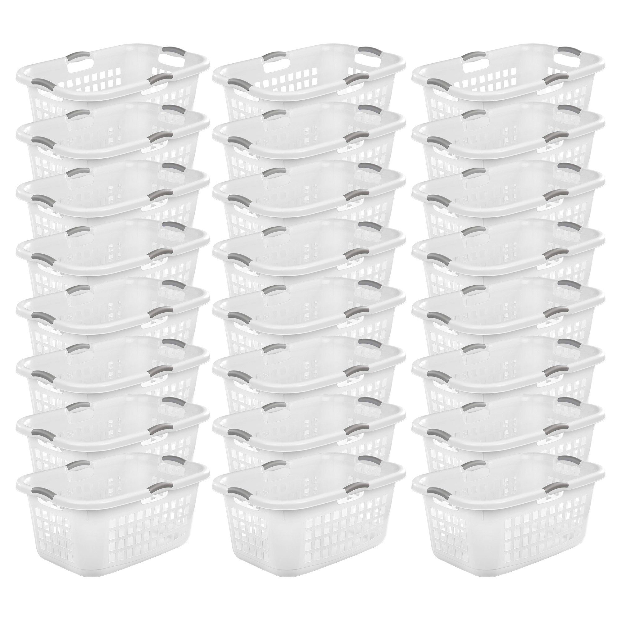 Sterilite Ultra 2 Bushel Plastic Stackable Laundry Basket Bin, White (24 Pack)