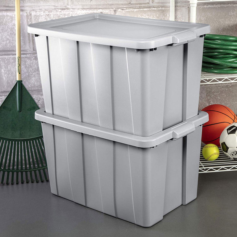 Sterilite Tuff1 30 Gallon Plastic Storage Tote Container Bin with Lid (8 Pack)