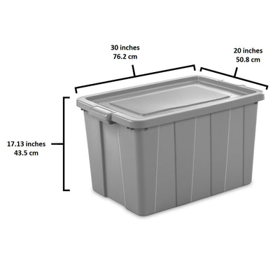 Sterilite Tuff1 30 Gallon Plastic Storage Tote Container Bin with Lid (12 Pack)