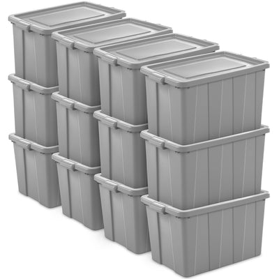 Sterilite Tuff1 30 Gallon Plastic Storage Tote Container Bin with Lid (8 Pack)