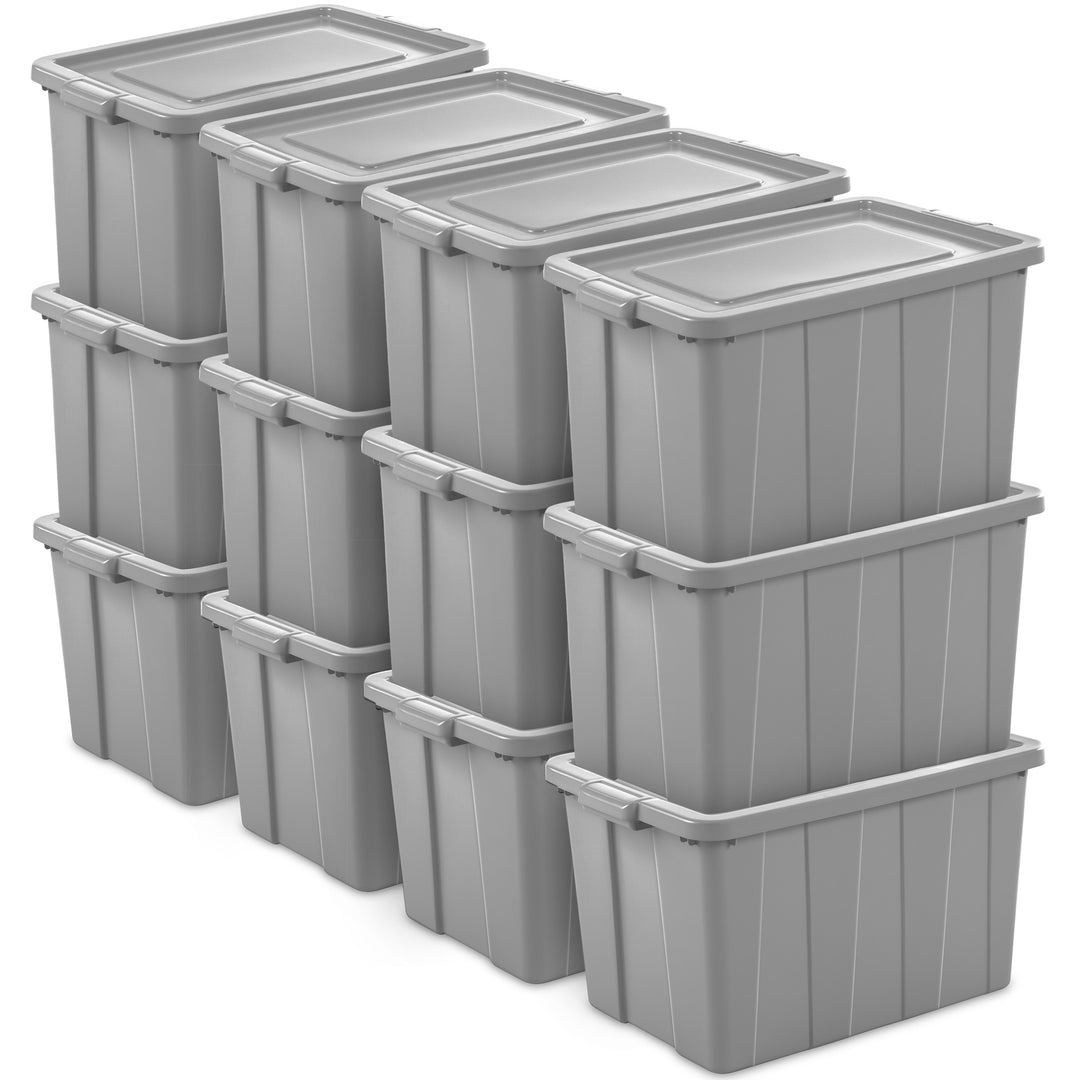 Sterilite Tuff1 30 Gallon Plastic Storage Tote Container Bin with Lid (16 Pack)