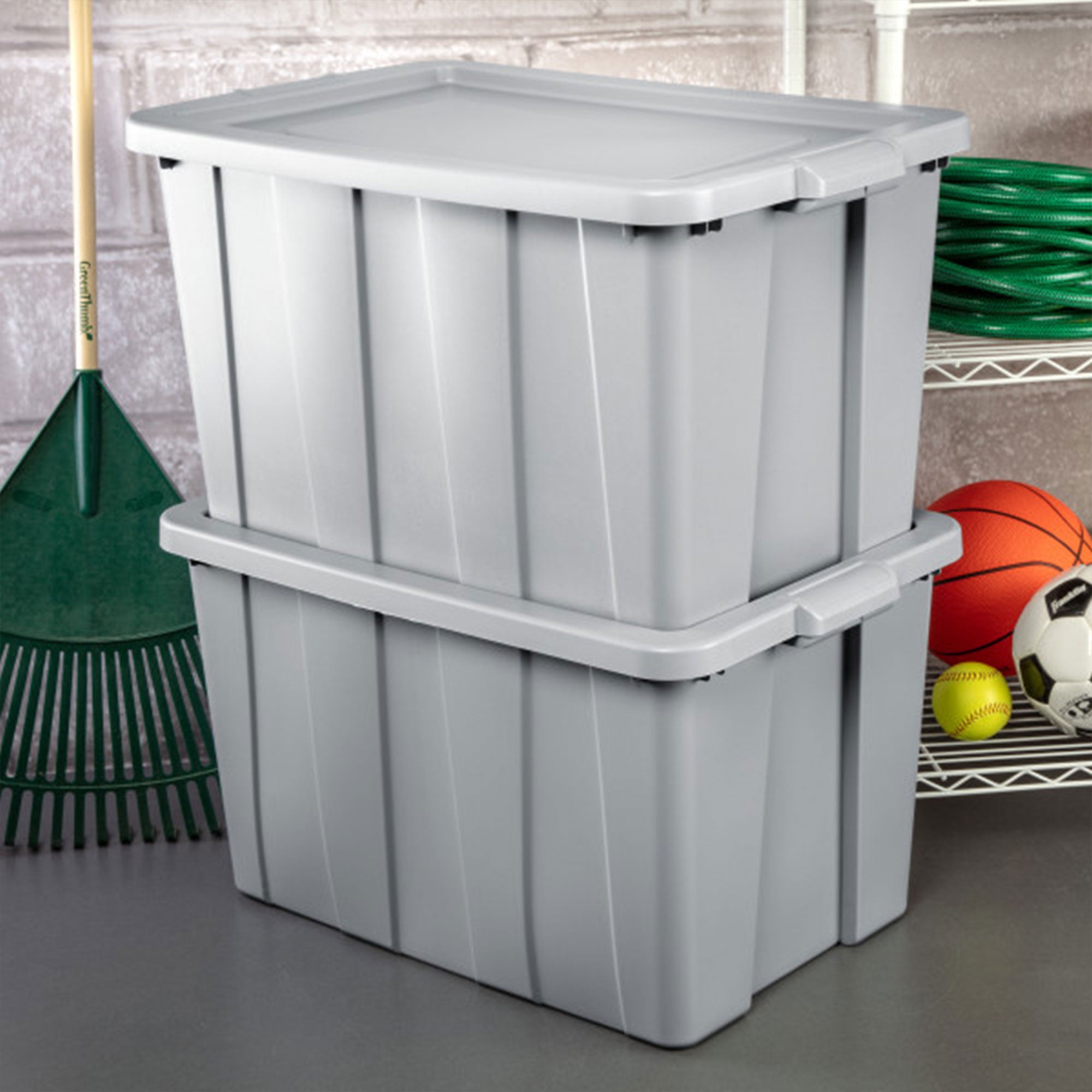 Sterilite Tuff1 30 Gallon Plastic Storage Tote Container Bin with Lid (12 Pack) - VMInnovations