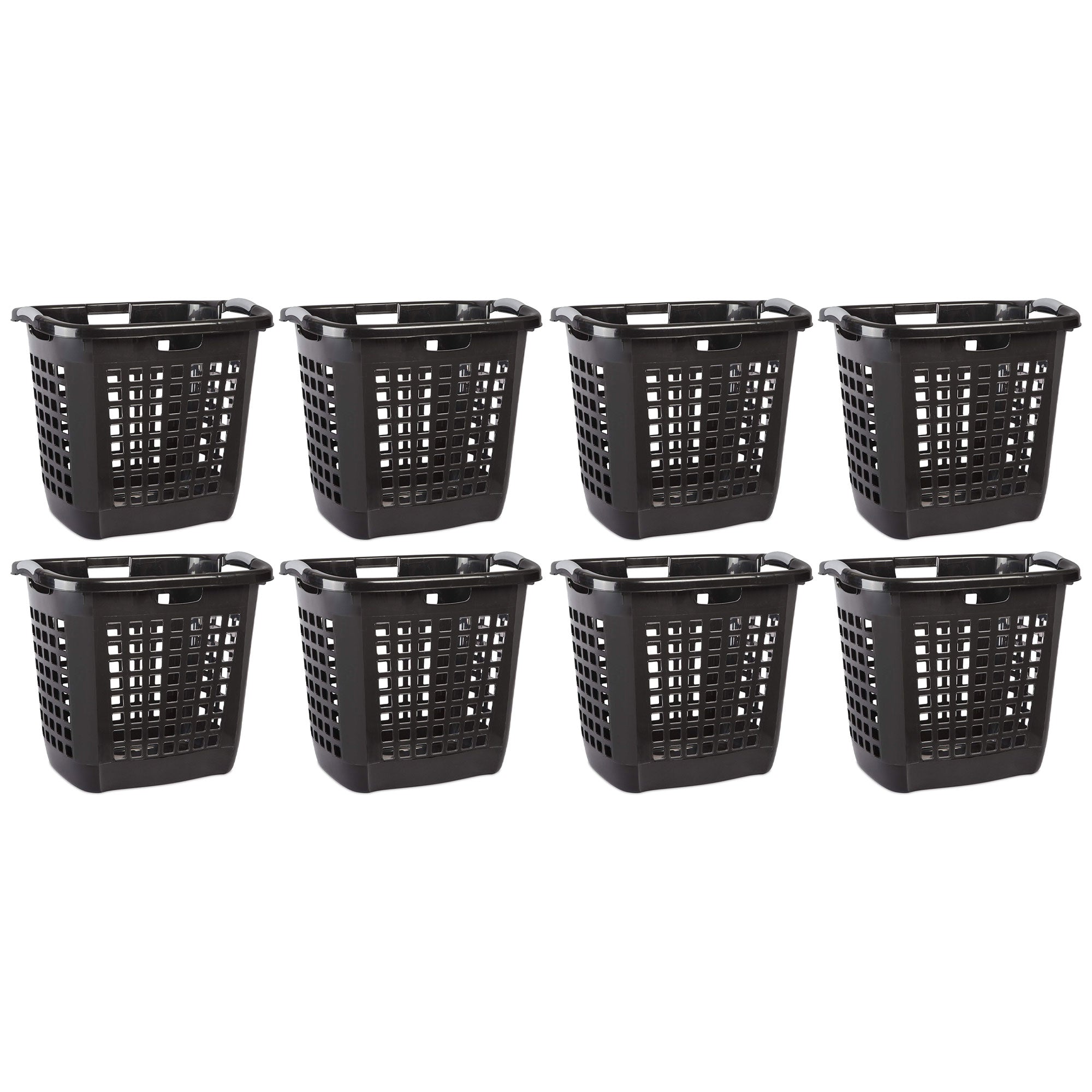 Sterilite Ultra Easy Carry Dirty Clothes Laundry Basket Hamper, Black (8 Pack)