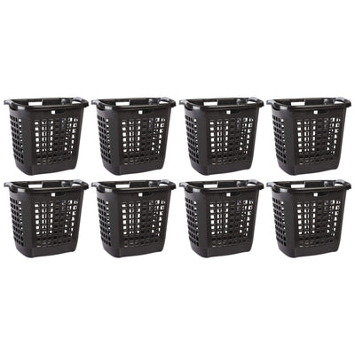 Sterilite Ultra Easy Carry Dirty Clothes Laundry Basket Hamper, Black (8 Pack)