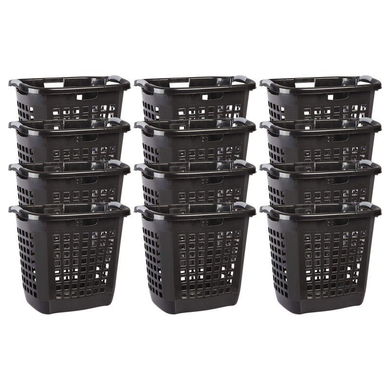 Sterilite Ultra Easy Carry Dirty Clothes Laundry Basket Hamper, Black (12 Pack)