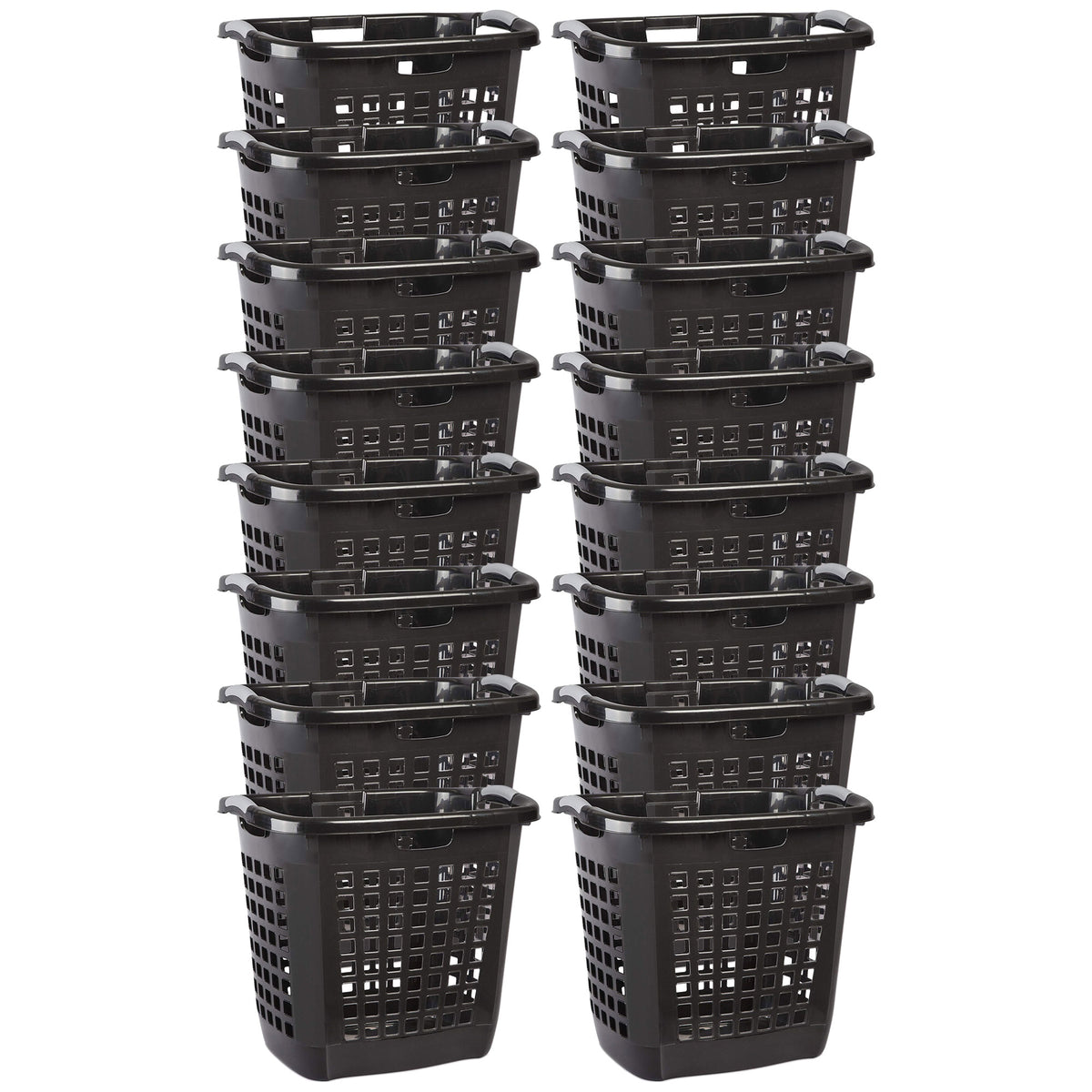Sterilite Ultra Easy Carry Dirty Clothes Laundry Basket Hamper, Black (16 Pack)