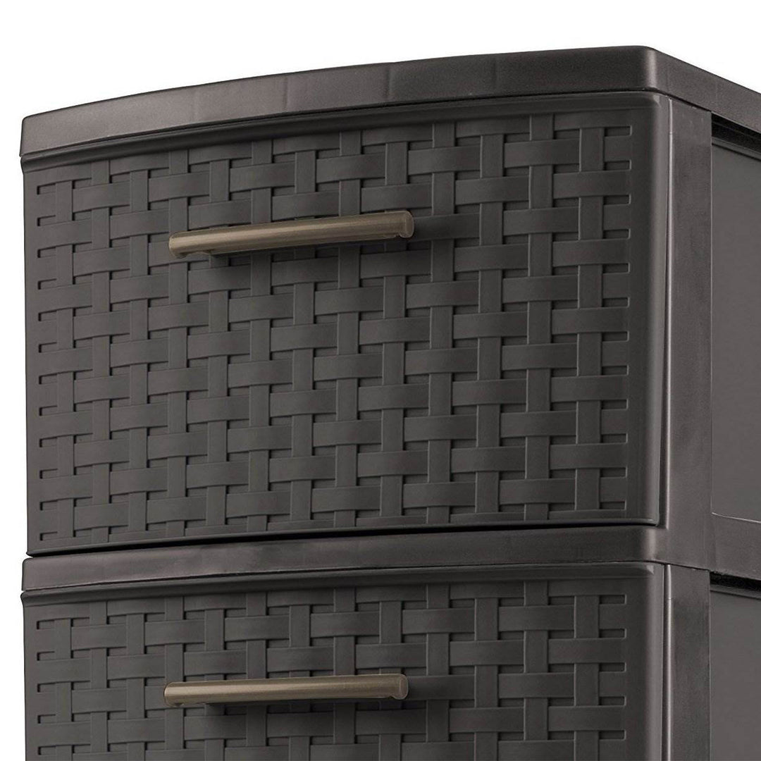 Sterilite 3 Drawer Decorative Plastic Weave Storage Tower, 8-Pack, Espresso