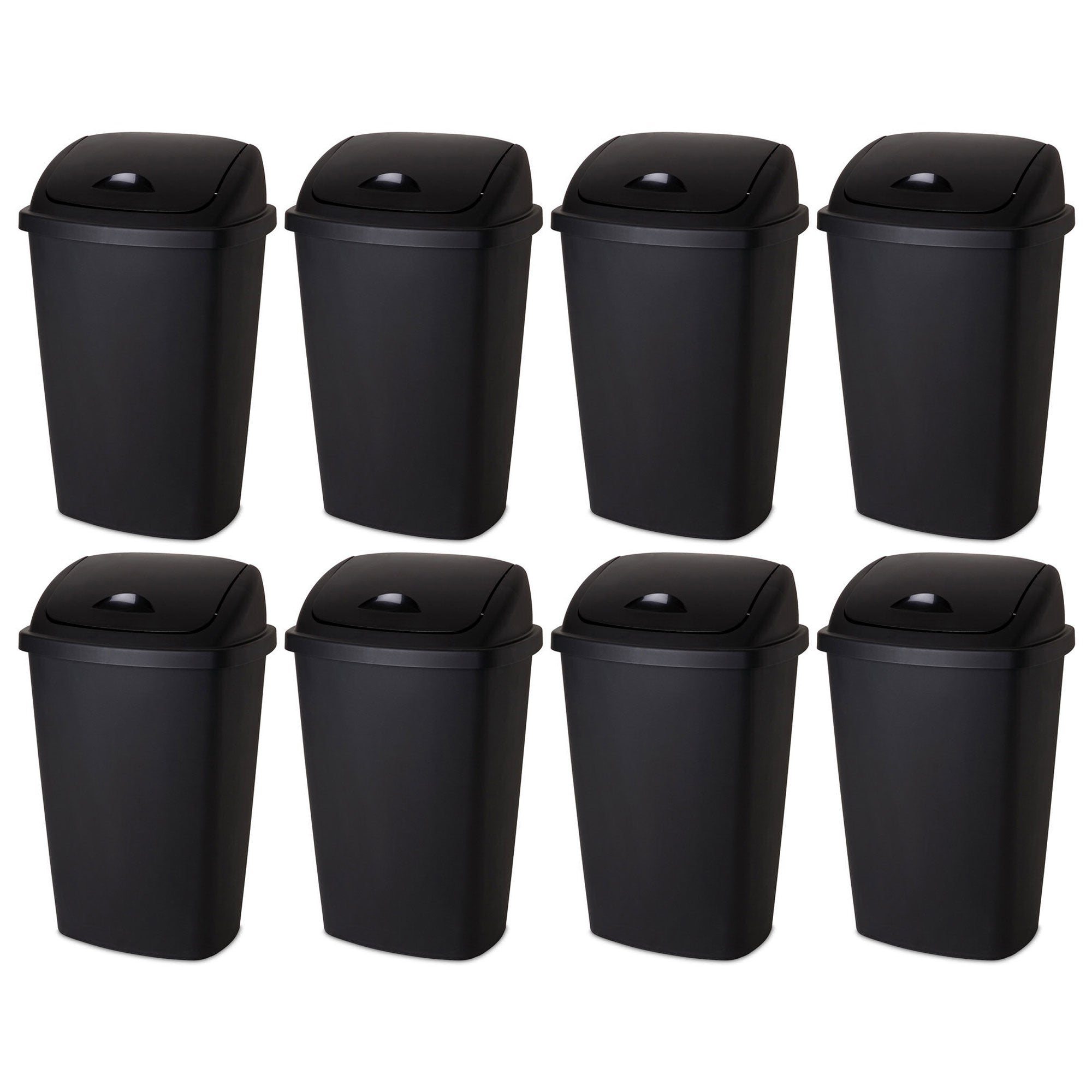 Sterilite 13.2 Gallon Home Office SwingTop Wastebasket Trash Can, Black (8 Pack)