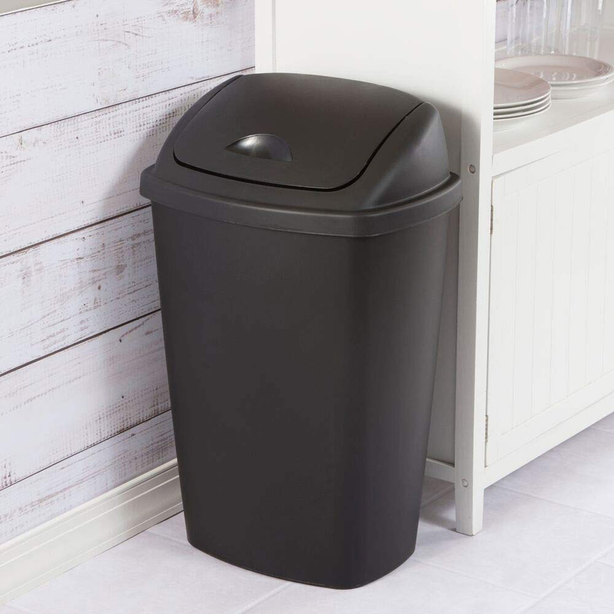 Sterilite 13.2 Gallon Home Office SwingTop Wastebasket Trash Can, Black (8 Pack)