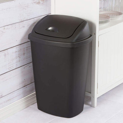Sterilite 13.2 Gallon Home Office SwingTop Wastebasket Trash Can, Black (8 Pack)