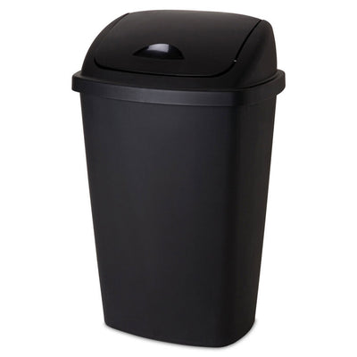 Sterilite 13.2gal Home Office SwingTop Wastebasket Trash Can, Black (12 Pack)