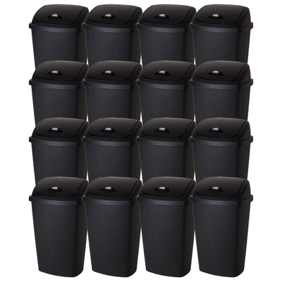 Sterilite 13.2gal Home Office SwingTop Wastebasket Trash Can, Black (16 Pack)