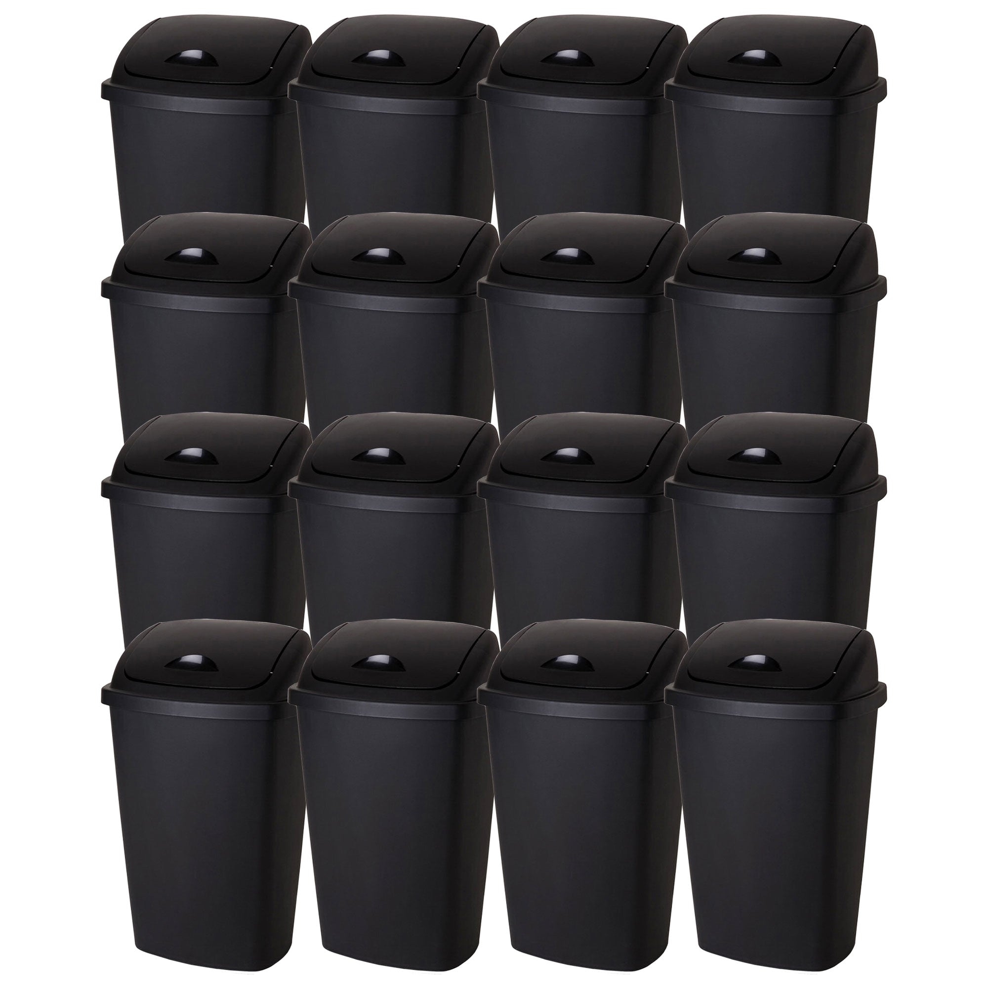 Sterilite 13.2gal Home Office SwingTop Wastebasket Trash Can, Black (16 Pack) - VMInnovations