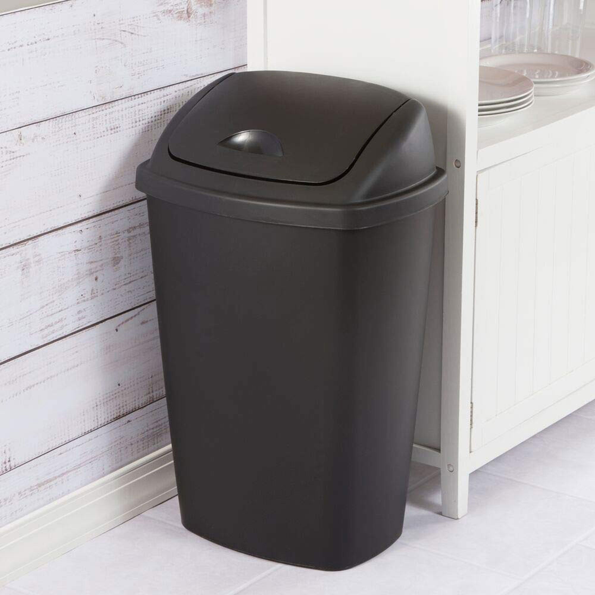 Sterilite 13.2gal Home Office SwingTop Wastebasket Trash Can, Black (16 Pack)