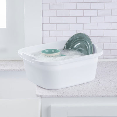 Sterilite Durable Reinforced Plastic 12 Quart Kitchen Dishpan, White (32 Pack)